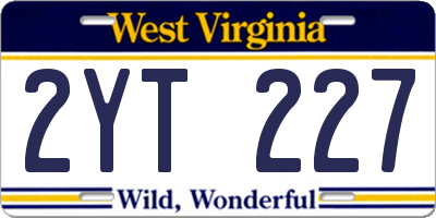 WV license plate 2YT227
