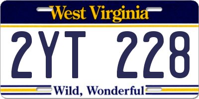 WV license plate 2YT228