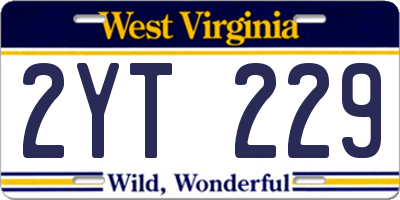 WV license plate 2YT229