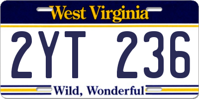 WV license plate 2YT236