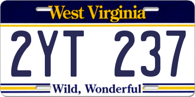 WV license plate 2YT237