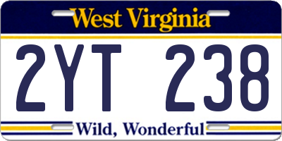 WV license plate 2YT238