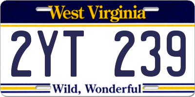 WV license plate 2YT239
