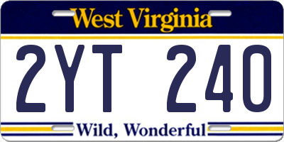 WV license plate 2YT240