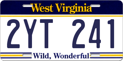 WV license plate 2YT241