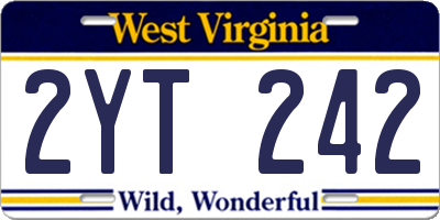 WV license plate 2YT242