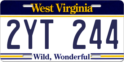 WV license plate 2YT244