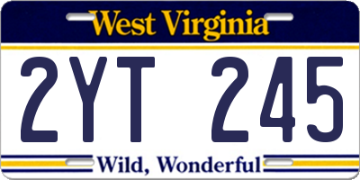 WV license plate 2YT245