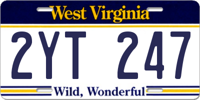 WV license plate 2YT247