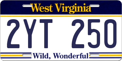 WV license plate 2YT250