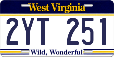 WV license plate 2YT251