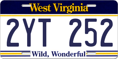 WV license plate 2YT252