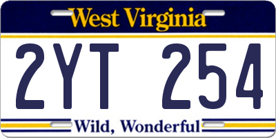 WV license plate 2YT254