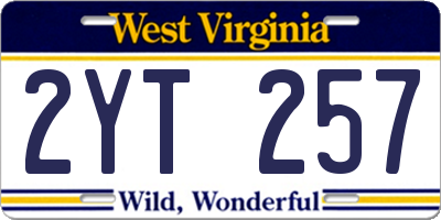 WV license plate 2YT257