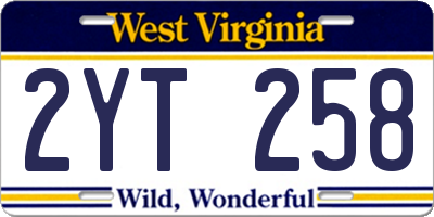 WV license plate 2YT258