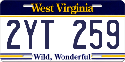 WV license plate 2YT259