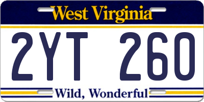 WV license plate 2YT260