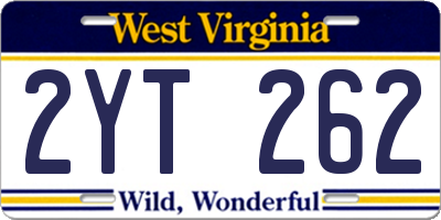 WV license plate 2YT262
