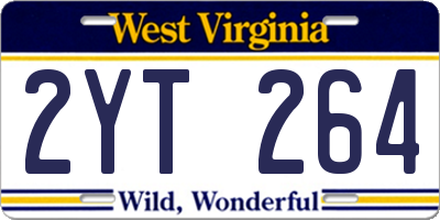 WV license plate 2YT264