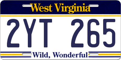 WV license plate 2YT265