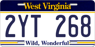 WV license plate 2YT268