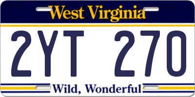 WV license plate 2YT270