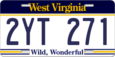 WV license plate 2YT271
