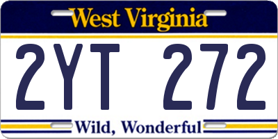 WV license plate 2YT272