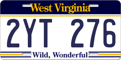 WV license plate 2YT276