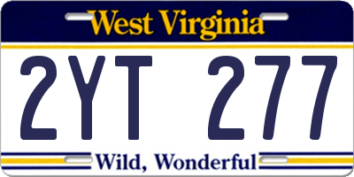 WV license plate 2YT277