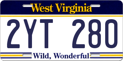 WV license plate 2YT280