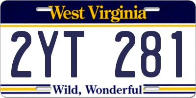 WV license plate 2YT281