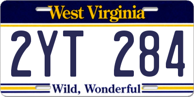 WV license plate 2YT284