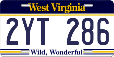 WV license plate 2YT286
