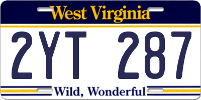 WV license plate 2YT287