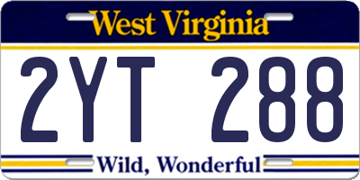 WV license plate 2YT288
