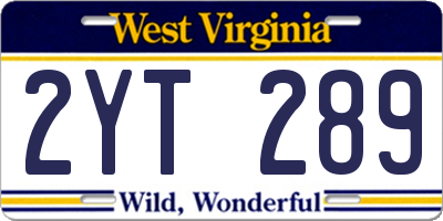 WV license plate 2YT289