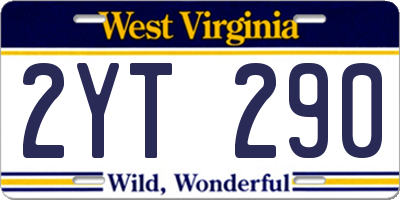 WV license plate 2YT290