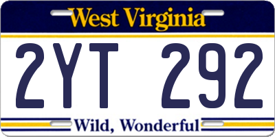 WV license plate 2YT292