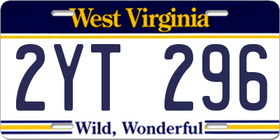 WV license plate 2YT296