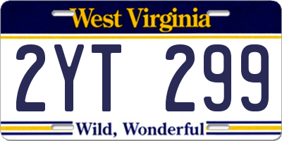 WV license plate 2YT299