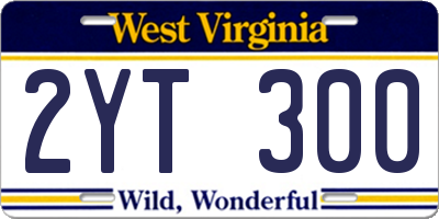 WV license plate 2YT300