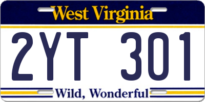 WV license plate 2YT301