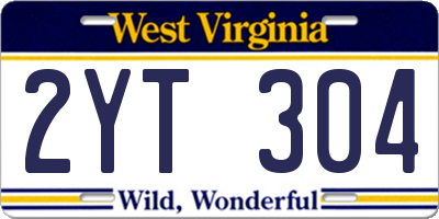 WV license plate 2YT304