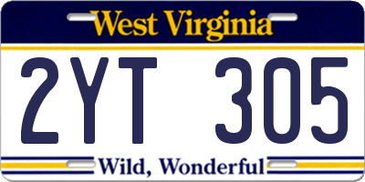 WV license plate 2YT305