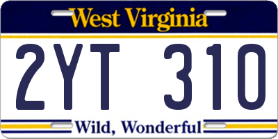 WV license plate 2YT310