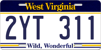 WV license plate 2YT311