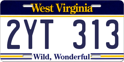 WV license plate 2YT313