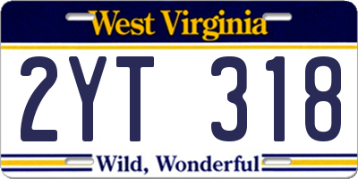 WV license plate 2YT318