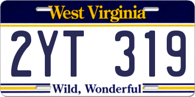 WV license plate 2YT319